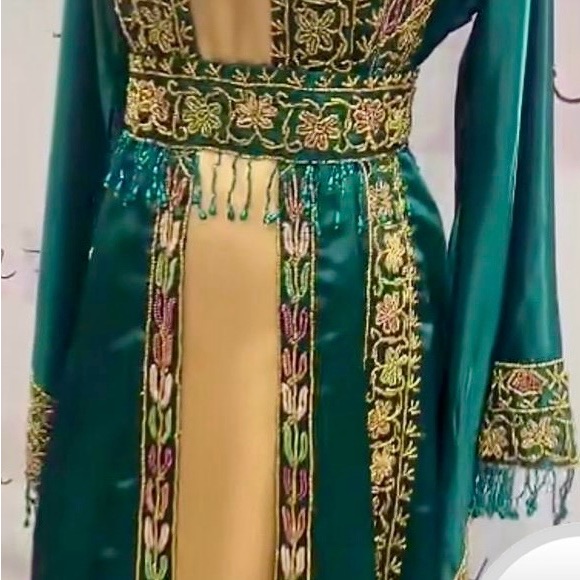 Elegant Teal Embroidered Dress